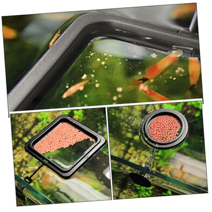 Abaodam 2pcs Aquarium Feeding Rings Floating Fish Feeder with Suction Cups for Small Tanks, Black and Square Shapes, Prevent Food Dispersion for Guppy Goldfish and Betta