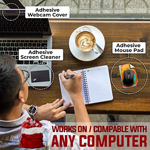 Mouse Pad Adhesive Bottom - Sticks to Any Surface - Portable - Webcam Covers and Screen Cleaner Included (Color Swirl) - color: COLOR SWIRL
