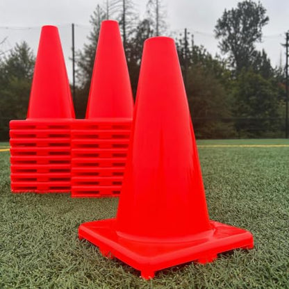 LVL10 Pro Training Cones - 12" Large Soccer Cones for Sports Training - for Basketball, Football, Basketball and Agility Drills - Soccer Field Markers that Won't Crack, Slide or Fly - style: 20 cones