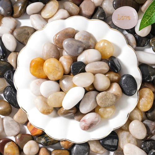 SIDONG 10 LB Mixed River Rocks, 0.3-0.5 Inches High Polished Pebbles for Indoor Plants, Aquarium Rocks Used in Fish Tank, Decorative Stones for Plants, Vases, Home Décor, Crafting, Garden Landscaping - color: Mixed, size: 10 Pounds