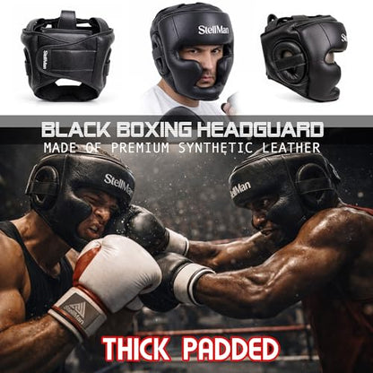 Boxing Headgear for MMA Training, Adjustable Padded Protective Helmet – Muay Thai, Kickboxing, Karate, Taekwondo & Martial Arts Sparring