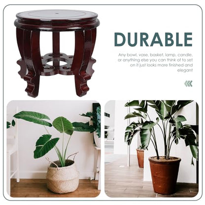 UPKOCH Wooden Fishbowl Stand Chinese Wooden Display Stand Oriental Furniture Fishbowl Stand Vase Aquarium Table Lamp Teapot Base Flower Pot Stand Holder Display Rack Shelves