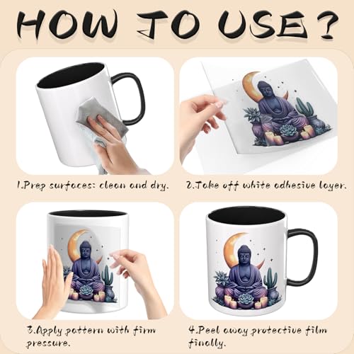 UV DTF Cup Wrap Transfer Stickers, 2 Sheets Buddha Rub On Transfers for Tumblers Glass Cups Mugs Water Bottles - style: Buddha