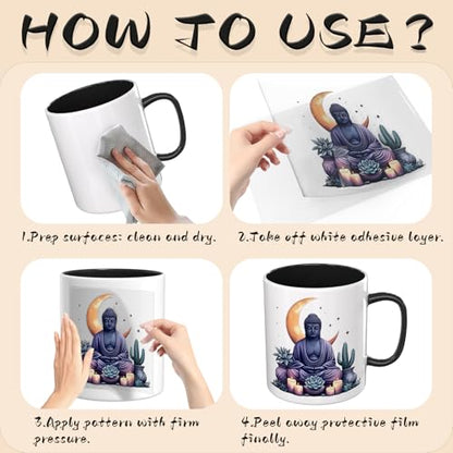 UV DTF Cup Wrap Transfer Stickers, 2 Sheets Buddha Rub On Transfers for Tumblers Glass Cups Mugs Water Bottles - style: Buddha