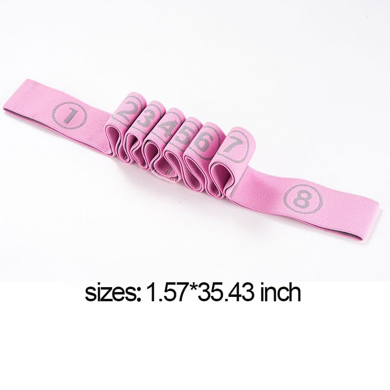 Stretching Strap(1.5" W x 35" L), Portable Stretch Yoga Strap with 8 Loops, Adjustable Elastic Exercise Bands for Yoga Pilates Dance Gymnastics, Dance Flexibility Equipment, Pink