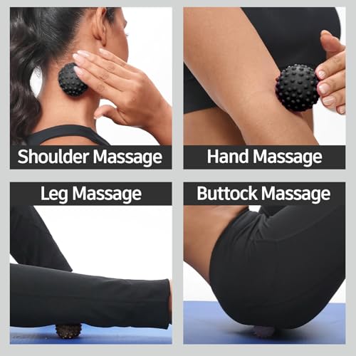 NGT new guide steps Fascia Massage Ball, Suitable for Relaxing Muscles, Restoring Fascia, and Improving Body Condition for All Parts of the Body. (Black) - color: Black