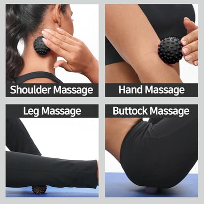 NGT new guide steps Fascia Massage Ball, Suitable for Relaxing Muscles, Restoring Fascia, and Improving Body Condition for All Parts of the Body. (Black) - color: Black