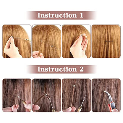 1200Pcs 4mm Silicone Lined Micro Ring Beads for Hair Extensions 5Colors Apply (1200Pcs Light Brown)