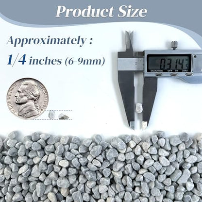 45LB Succulent Rocks, 1/4 Inch Polished Pebbles for Indoor Plants, Decorative River Rocks for Vases, Aquariums, Terrarium, Pea Gravel for Fish Tank, Drainage Rocks for Potted Plants, Grey