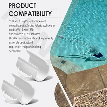 2 Pack 9-100-1018 Pool Cleaner Bag Collar Compatible with Polaris Pool Cleaners Model 180 280 380 480 3900 Bag Collar and Sweep Hose Scrubber Replacement Set