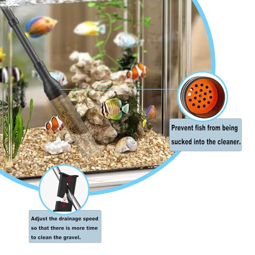 Aquarium Gravel Cleaner 6Ft Hose Fish Tank Water Changer Gravel Vacuum Adjustable Length ABS(for 20~100Gal Tank) - size: L(20~100Gal)