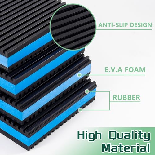 4 Pack Anti Vibration Pads 4" X 4" X 7/8" Heavy Duty Vibration Damping Pads,Ribbed Rubber Pads for Air Compressor,Washing Machine,Treadmill,HVAC (Blue)