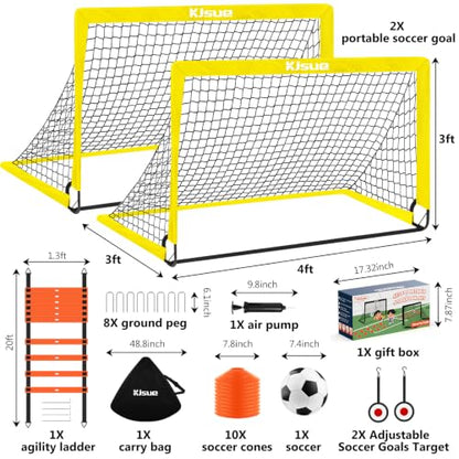 Soccer Goal, Kids Soccer Goals for Backyard Set of 2, Pop Up Soccer Net - color: Yellow, size: 4X3 FT