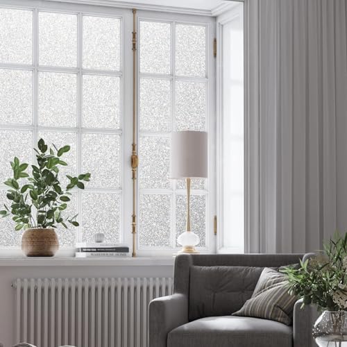 Window Privacy Film, Frosted Glass Film, Static Cling Vinyl Stickers for Window Tint - Home Bedroom Bathroom Anti-UV (35.4 x 157.4inches, Bling) - color: Bling, size: 35.4 x 157.4 Inch