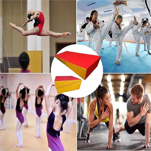 LICOME Foldable Gymnastics Wedge Mat Incline 2-in-1 Gym Pad With Carry Handle for Yoga Tumbling Taekwondo Martial Arts Cheerleading Dance - size: 120x60x35cm