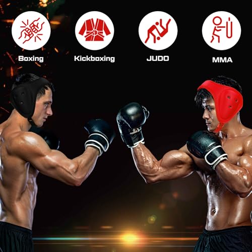 Jerify 2 Pcs Wrestling Headgear for Kid Youth, Black,Red - color: Black,Red