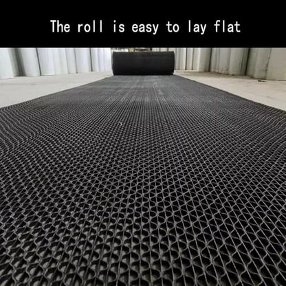PVC Drainage Floor Mat Non-Slip Commercial Wet Area Mat for Outdoor and Indoor Restaurant Kitchen Bar Swimming Pool Splash Matting Water Drain Flooring Mat (Black, 4FTX16.4FT)