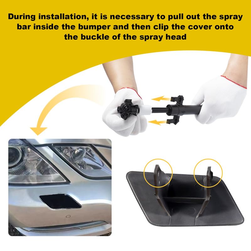 Car Front Bumper Headlight Washer Nozzle Cover Cap Compatible with BMW X1 E84 2009 2010 2011 2012 Headlight Cleaning Cover 51112993586 Water Spray Cover Unpainted A Pair