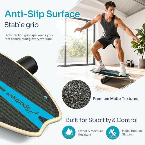 Sportneer Balance Board - 7 Mode Wobble Board with Roller & Ball - color: Sky Blue