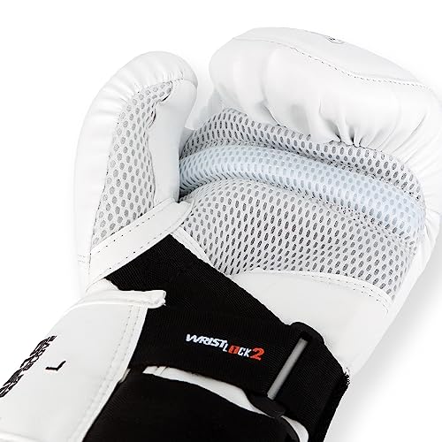 RIVAL Boxing RB10 Intelli-Shock Bag Gloves, Hook and Loop Closure - Ergonomic Fit, 1.25” of Closed Cell Foam for Intense Bag Use - color: White, size: X-Large