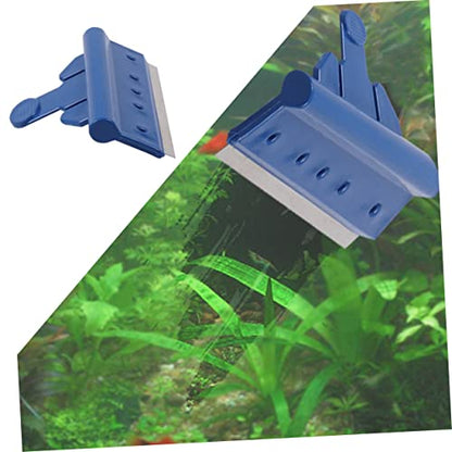 Fish Tank Kit Aquarium Glass Tank Tools with Gravel Rake Scraper Plant Fork Sponge Brush and Net Aquatic Maintenance Green