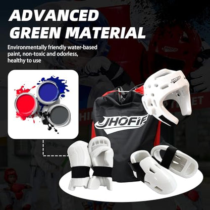 Martial Arts Karate Protective Sparring Gear Package Deal/Gift Adjustable Adult & Youth Headgear, Gloves & Kicks for MMA, Taekwondo, Boxing Training - color: white, size: Large