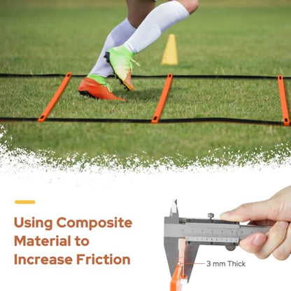 GHB Pro Agility Ladder Agility Training Ladder Speed 12 Rung 20ft with Carrying Bag - color: Orange-2 Pack