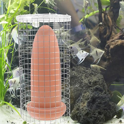 ULTECHNOVO Ceramic Angelfish Breeding Cone 9.05" x 3.93" – Isolation Net Egg Catcher for Aquarium, Easy-Clean Spawning Barrel for Angelfish & Discus