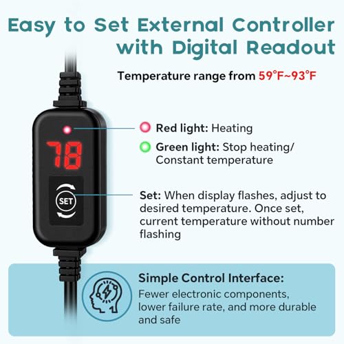 hygger Submersible Aquarium Heater, Small Adjustable Fish Tank Heater with 2 Suction Cups, Temperature Controller, Over-Temperature Off-Water Protection for Saltwater Freshwater (25W, 2-5 Gallon)