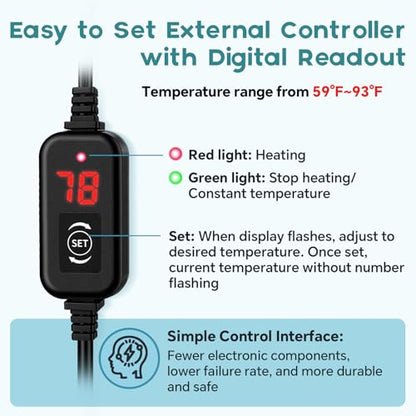 hygger Submersible Aquarium Heater, Small Adjustable Fish Tank Heater with 2 Suction Cups, Temperature Controller, Over-Temperature Off-Water Protection for Saltwater Freshwater (25W, 2-5 Gallon)