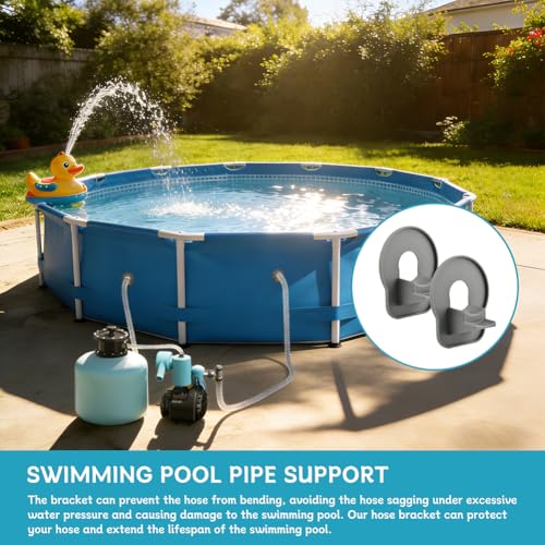 2 Pack Swimming Pool Pipe Holders, Above Ground Swimming Hose Support Holder with Tape, Designed Compatible with Intex Pools Prevent Pipe Sagging, Improve Pool Hoses