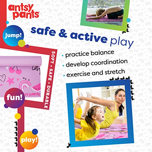 Antsy Pants Kids Yoga Mat - Non-Slip Exercise Mat, 60" x 24", 3mm - color: Pink Unicorn