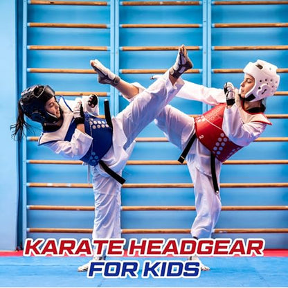 2 Pcs Taekwondo Karate Headgear MMA Martial Arts Helmet Soft Head Guard Protection Sparring Gear Helmet Boxing for Men Women Thai Kickboxing Grappling Muay Taekwondo - color: White and Black, size: Large