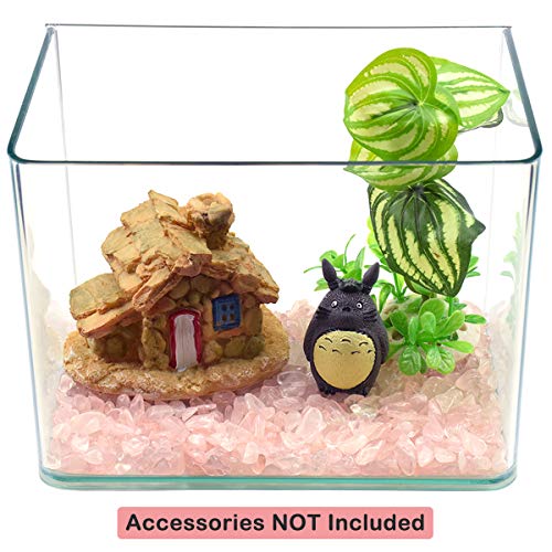 1 Lb/460g Natural Pink Quartz Crystal Stones Irregular Aquarium Pebbles Rock Sands for Turtle Tank/Succulent Plants/Vase Decoration (Fill 1 Cup)