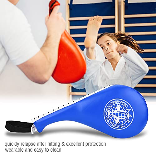 Taekwondo Kick Pad - 15x7 Inch PU Leather Strike for Karate, Muay Thai, and Martial Arts Training - color: Blue