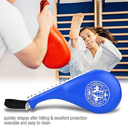 Taekwondo Kick Pad - 15x7 Inch PU Leather Strike for Karate, Muay Thai, and Martial Arts Training - color: Blue