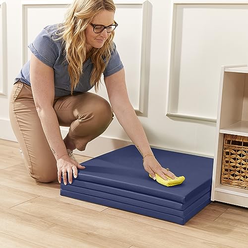 ECR4Kids SoftZone Play Patch Activity Mat Squares, 4-Pack, Navy - color: Navy