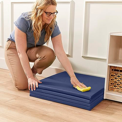 ECR4Kids SoftZone Play Patch Activity Mat Squares, 4-Pack, Navy - color: Navy