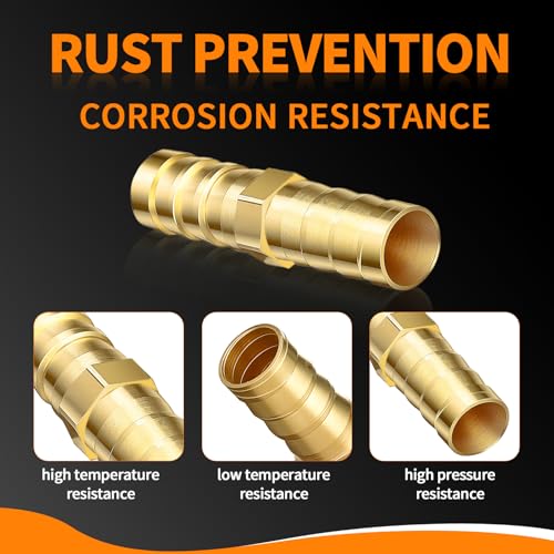 3/8" Hose Barb Fitting Kit, 3-Pack Brass Straight Connector for Fuel Line, Air, Water, Oil, Gas, Pressure Washer, Soaker & Hydraulic Hoses Repair - Includes Stainless Steel Clamps (2-way-I) - style: 2-way-I