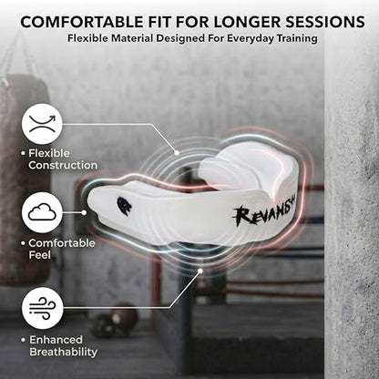 Mouth Guard Pack of 2 for Boxing, MMA, Football & Contact Sports – Boil & Bite Custom Fit Teeth Protector, High Impact Shock Absorption, Odorless Athletic Mouthguard with Case