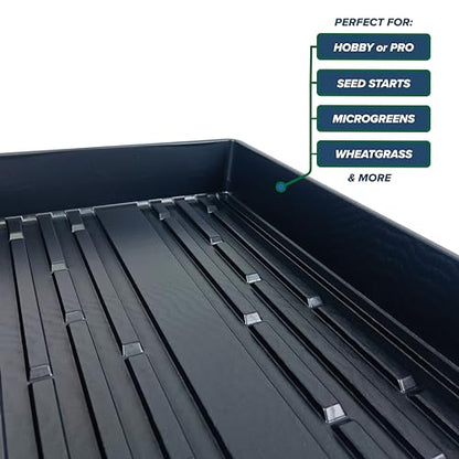 10 Plant Growing Trays (No Drain Holes) - 20" x 10" - Perfect Garden Seed Starter Grow Trays: for Seedlings, Indoor Gardening, Growing Microgreens, Wheatgrass & More - Soil or Hydroponic - size: No drain holes