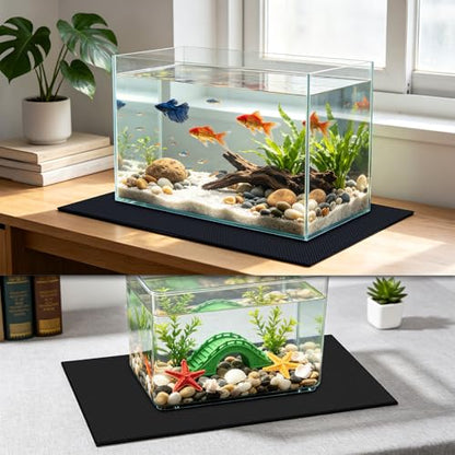15 x 30 x 0.2 Inches Aquarium Leveling Mat, 2PCS Neoprene Non-Slip Shockproof Fish Tank Pad Waterproof Textured Surface for Uneven Surfaces Durable Fish Tank Mat with Easy-Cut Edges