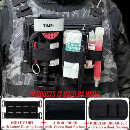 6 Piece Tactical Bag Insert Pack, Modular Elastic Loop Panel Organizers Pouch Insert Attachment with Hook Backed Fastener for Backpack Accessories