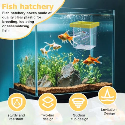 Floating Fish Breeding Isolation Box for Aquarium Tank, Acrylic Isolation Box for Baby Fish, Clownfish, Betta Eggs
