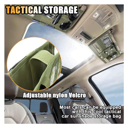smilfuy Tactical Molle Car Sun Visor Organizer, Large Molle Visor Panel - color: Army Green