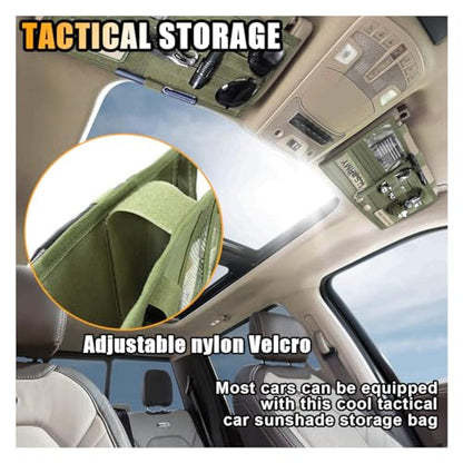 smilfuy Tactical Molle Car Sun Visor Organizer, Large Molle Visor Panel - color: Army Green