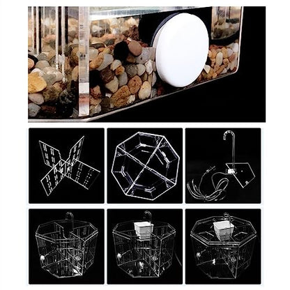 MACIUM Fish Bowl Vase Small Fish Tank Isolation Box Breeding Special Acrylic Transparent Fish Tank with Pump Filtration Ornamental Fish Tank Desktop Ornaments Small Fish Tank Starter Kit