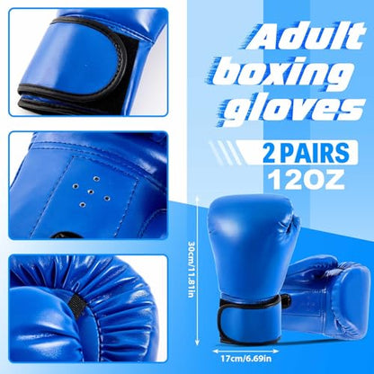 5-in-1 Kids Boxing Pads Gloves Kick Punching Mitts Set with - color: Blue, size: 8 oz