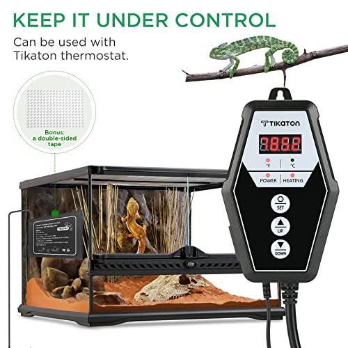 Reptile Heating Pad and Digital Thermostat Combo Set, Under Tank Heater for 10-20gal/30-40gal Tank, Terrarium Heat Mat for Turtle/Snake/Lizard/Frog/Spider/Plant Box - size: 1 Pack-18.5" X 8.5"