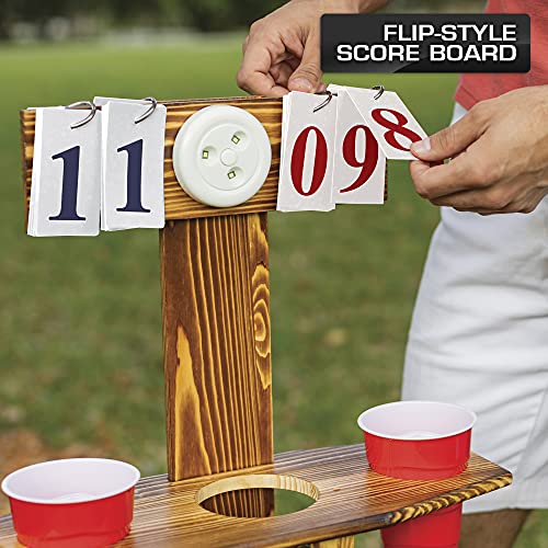 Wild Sports Outdoor Scoreboard Keeper with Drink Holders and LED Lights - Perfect Accessory for Backyard Cornhole and Yard Games Medium